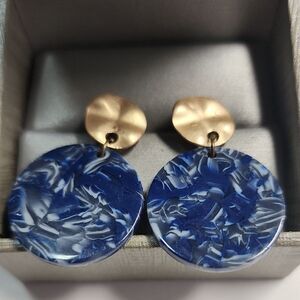 Elegant Blue and Gold Earrings